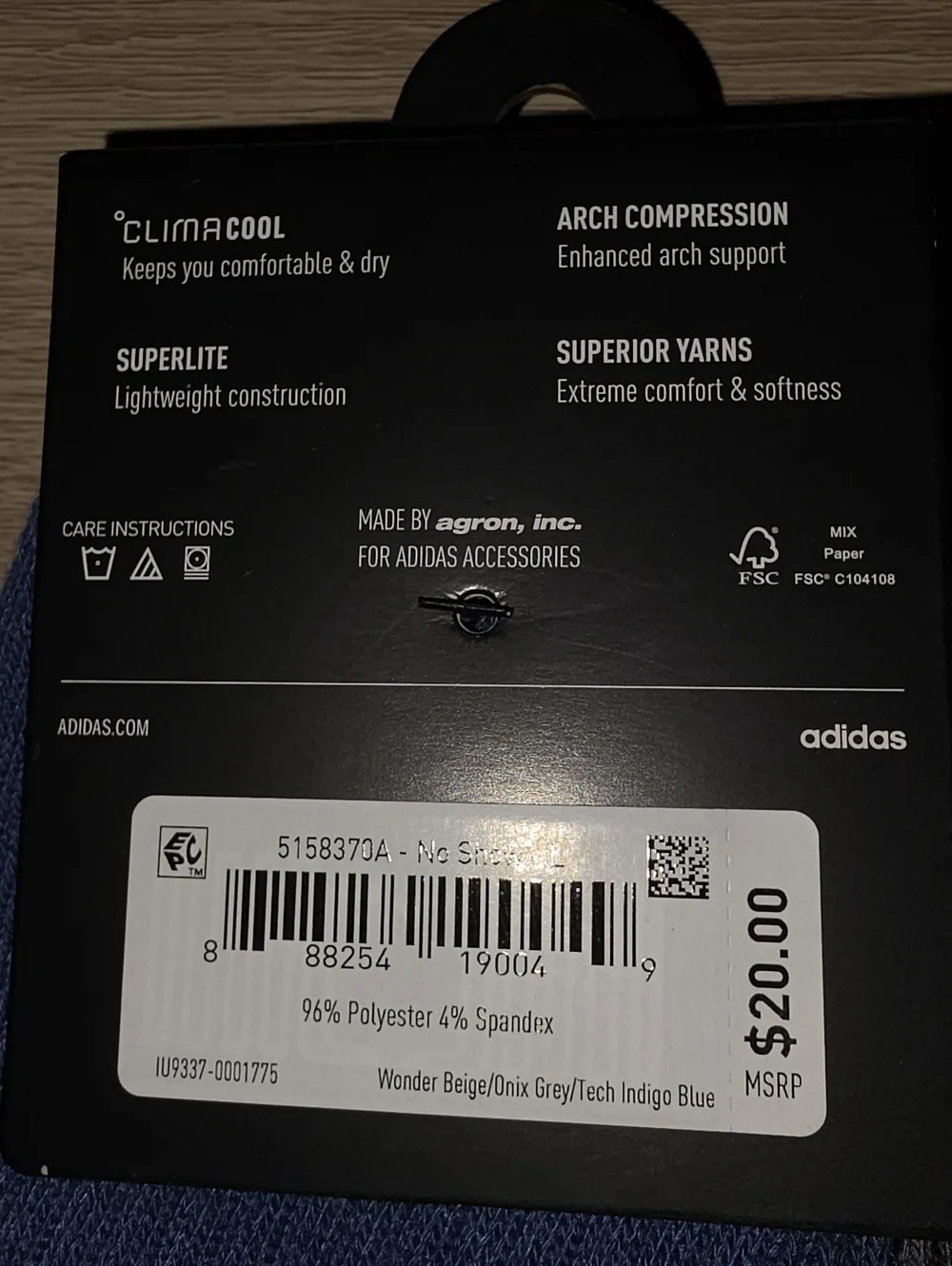 adidas Men’s 6-Pack Ankle Socks in Beige, Navy & Charcoal